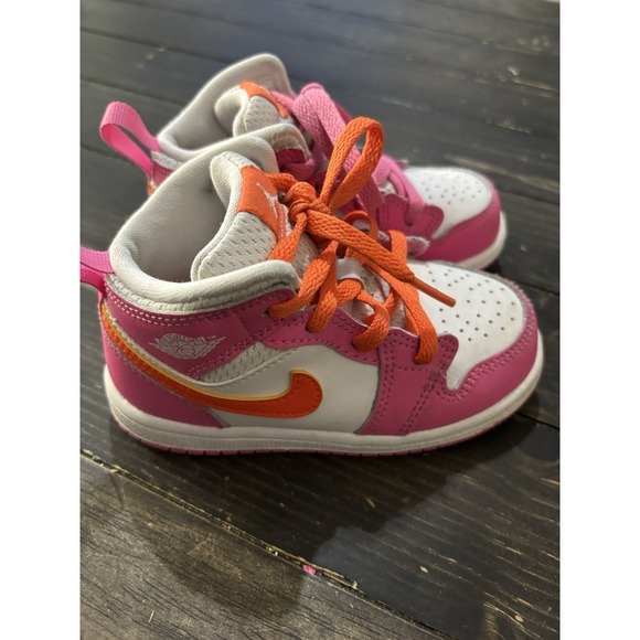 Jordan Other - Air Jordan 1 Mid Pinksicle Orange Toddler Shoes 8C DX3239-681 Kids Youth EUC